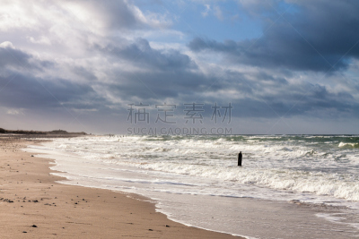 波罗的海,海滩,破浪堤,屈赫隆斯博尔恩,梅克伦堡前波莫瑞州,防波堤,水,天空,暴风雨,水平画幅