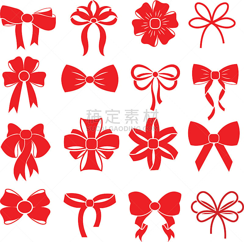 蝴蝶结,礼物,红色,矢量,一个物体,领带,卷着的,简单,生日礼物