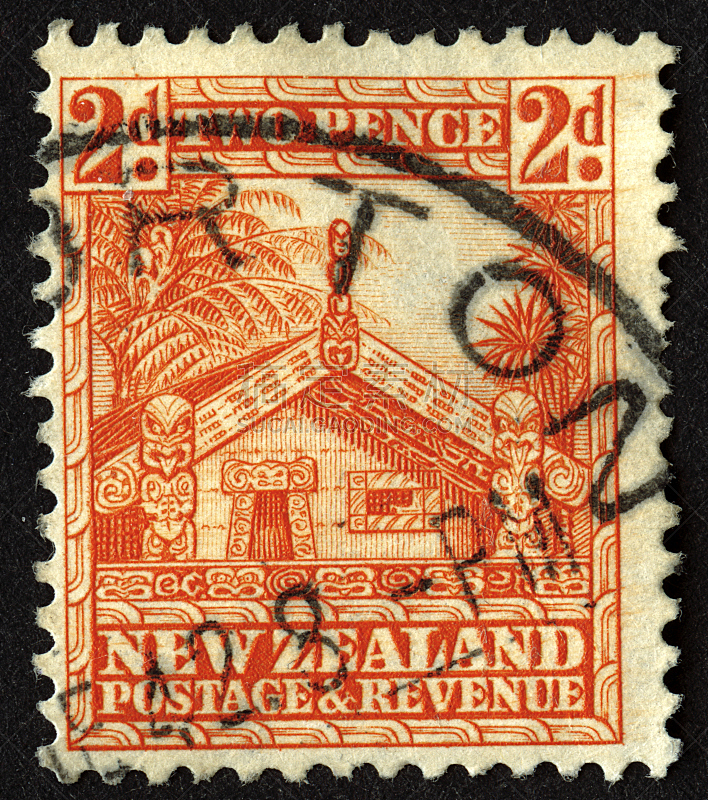 新西兰,邮票,毛利人,垂直画幅,正面视角,无人,商务旅行,黑色背景,信函,平面图形