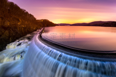 巴豆,黎明,水坝,在上面,纽约,水,沟壑,能源,早晨,湖