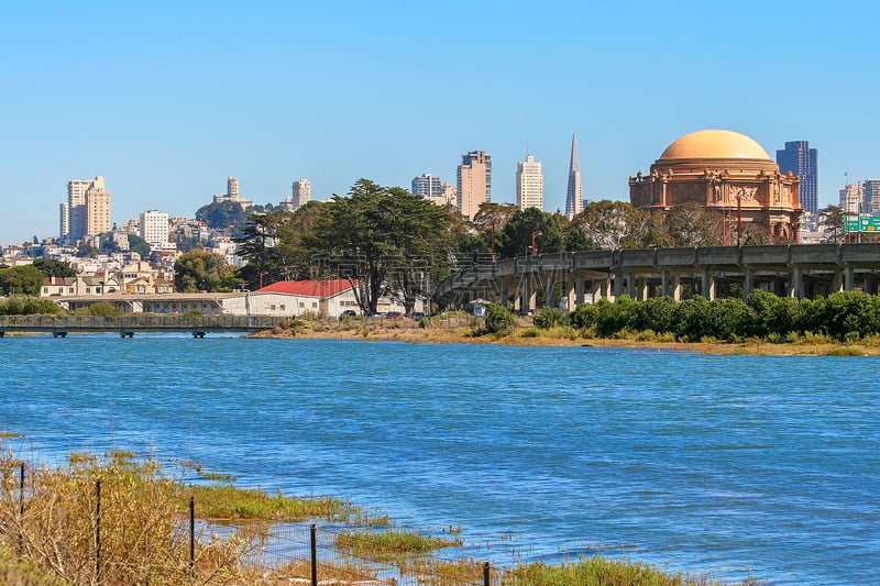 都市风景,市区,旧金山,艺术宫,水,天空,公园,艺术,水平画幅,无人