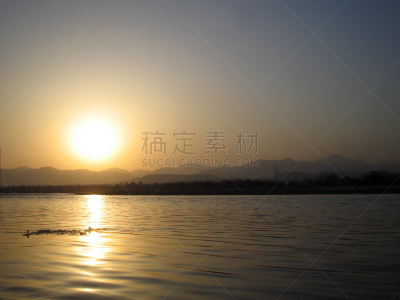 恒河,哈里瓦,水,灵性,灰色,水平画幅,橙色,山,运河,早晨