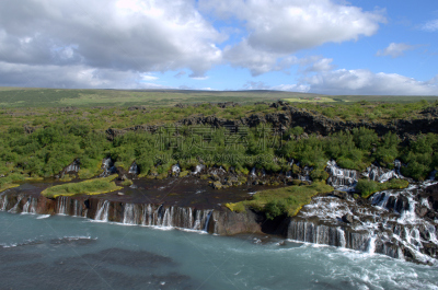 瀑布,Hraunfossar,冰岛国,西北省,水,美,水平画幅,无人,火山地形,纯净