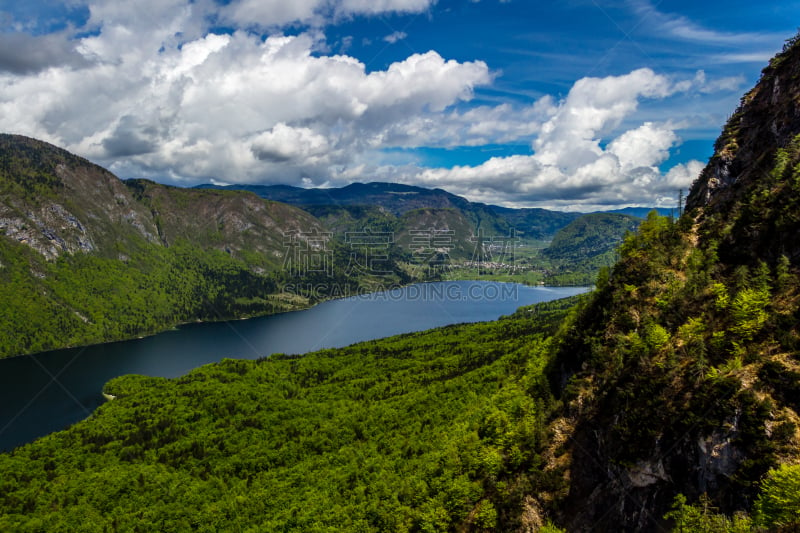 特里格拉夫国家公园,湖,山脉,波悉尼,julian alps,水,水平画幅,无人,鸟类,户外