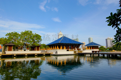 斯里兰卡,湖,科伦坡,寺庙,水平画幅,建筑,马六甲州,贝拉贝克撒,早晨,户外