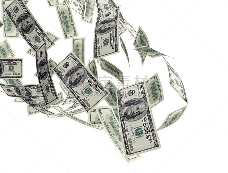 帐单,美国百元钞票,商务,背景分离,数字1,堆,股市和交易所,2015年,纸,白色