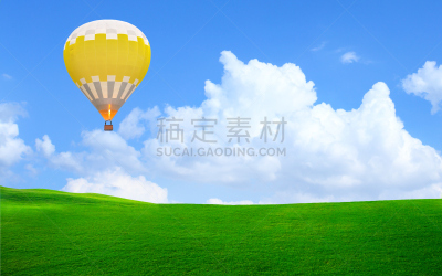 天空,草,绿色,热气球,半空中,在上面,飞艇,机票,风,水平画幅