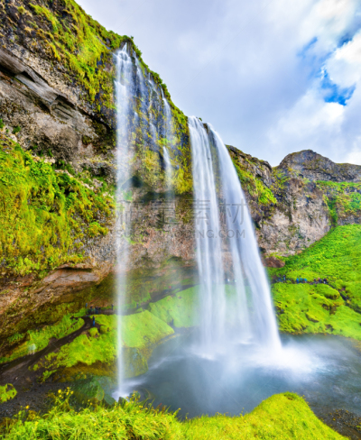 seljalandsfoss waterfall,冰岛国,风景,垂直画幅,水,天空,能源,野外动物,夏天,石材