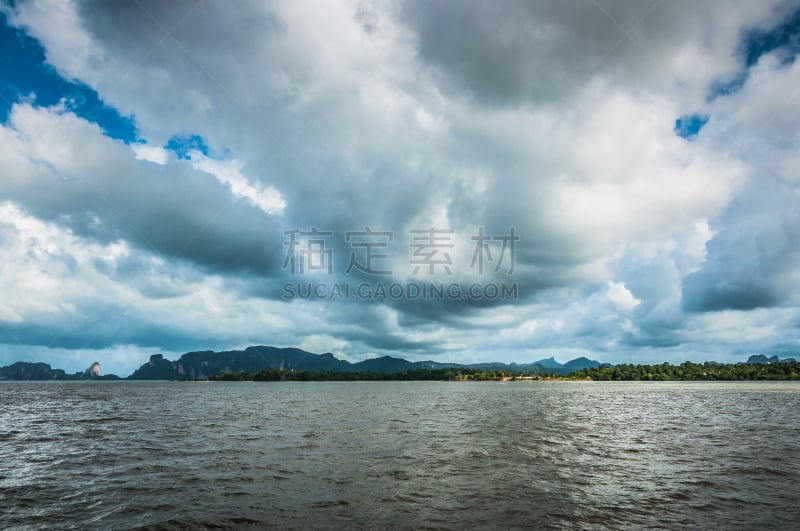 泰国,黑云压城,海洋,在上面,水,天空,美,暴风雨,气候,水平画幅