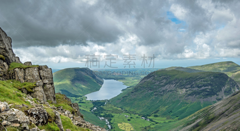 大盖博山,瓦斯特湖,悬崖,水平画幅,地形,山,无人,户外,云景,沃斯代尔黑德