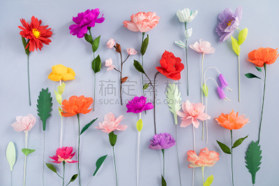 纸花,手艺,皱纹纸,棉纸,摆餐具,玫瑰色的,母亲节,自己动手,自制的,静物