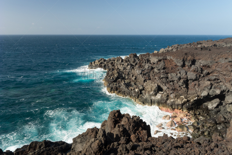 timanfaya national park,海岸线,兰萨罗特岛,水,水平画幅,无人,火山地形,大西洋,大西洋群岛,户外