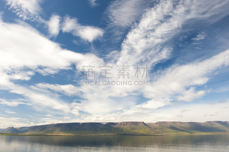 天空,山,地形,蓝色,峡湾,冰岛北部,阿库雷里,水,水平画幅,无人