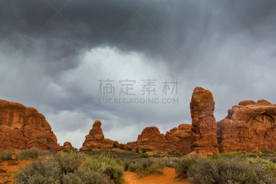 犹他,秋天,沙漠,乌云,雨,平衡岩石,马蹄弯,野生白山羊,羚羊谷,著名自然景观