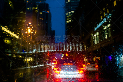 夜晚,多伦多,市区,正面视角,留白,光亮,前灯,都市风景,夜生活,雨