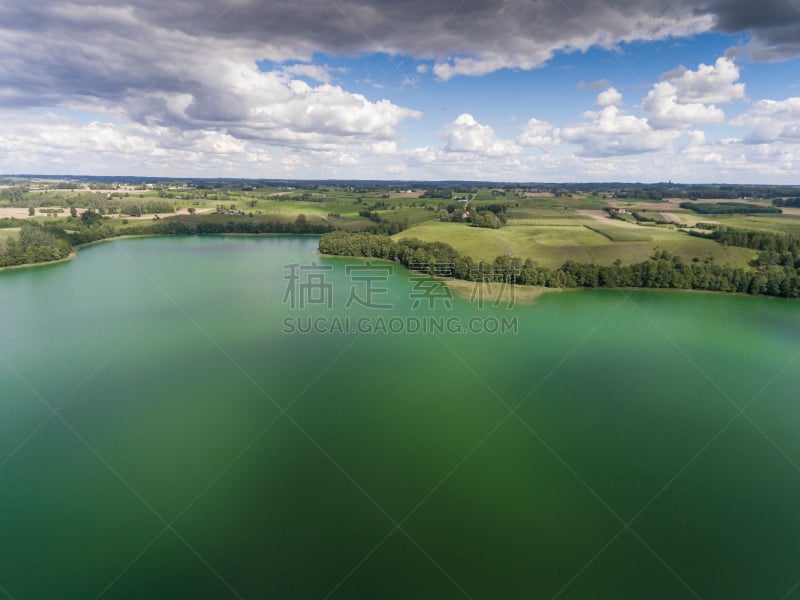 夏天,地形,公园,波兰,苏瓦乌基,在上面,看风景,直升机,水,天空