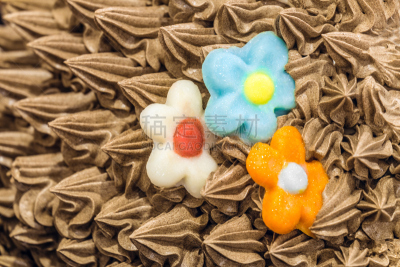 平视角,奶油,甜点心,式样,巧克力,甜食,华丽的,褐色,水平画幅,形状