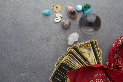 古老的,水晶治疗,算命先生,塔罗牌,礼拜,超自然,魔术师,护身符,半贵重宝石,女巫