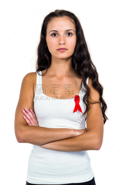 注视镜头,女人,双臂交叉,认真的,世界艾滋病日,艾滋病,艾滋病病毒,垂直画幅,正面视角,美