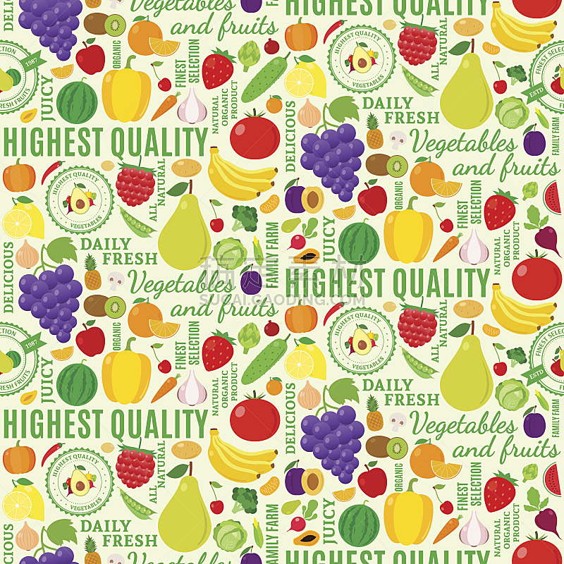 水果,矢量,蔬菜,四方连续纹样,英国飞机公司,纹理效果,樱桃,梨,复古风格,豌豆