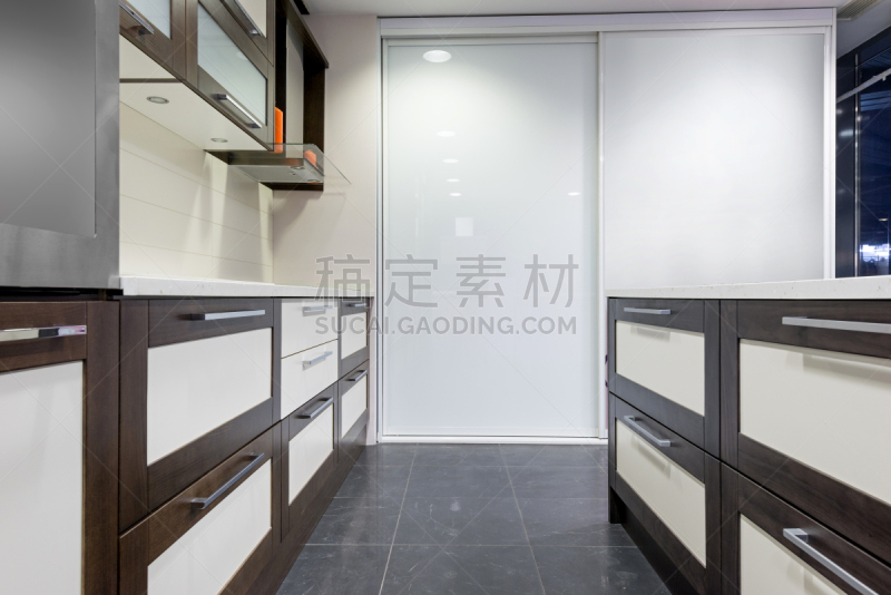 现代,室内,厨房,抽油烟机,微波炉,褐色,新的,水平画幅,无人,玻璃