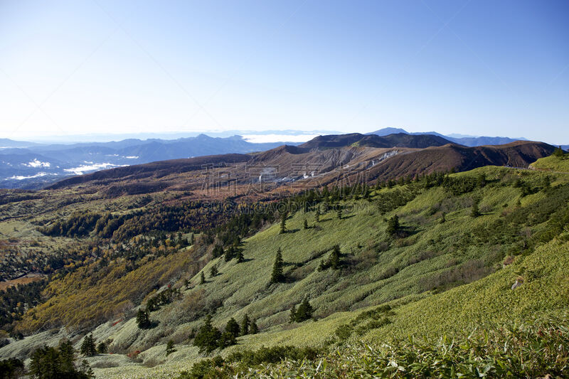 风景,山口,日本,山之内町,草津山,长野县,火山,美,水平画幅,无人