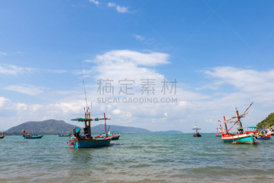 泰国,海滩,天空,巴蜀,度假胜地,水平画幅,高视角,沙子,蓝色,早晨