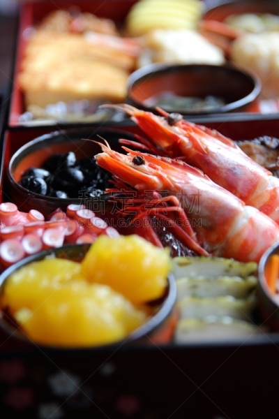 鲱鱼子,鱼糕,御姐料理,黑豆,新年,华贵,垂直画幅,膳食,日本食品,食品