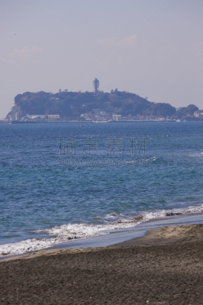 风景,远距离,江之岛,相模湾,镰仓市,神奈川县,垂直画幅,旅游目的地,无人,水平线