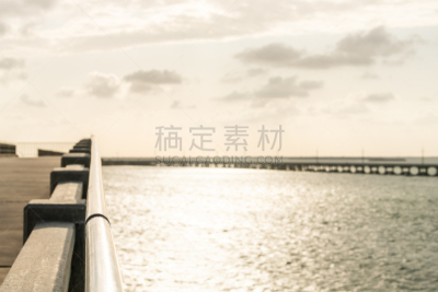 云,跨海公路,古老的,路,被抛弃的,在上面,海洋,本田,铁路桥,日落