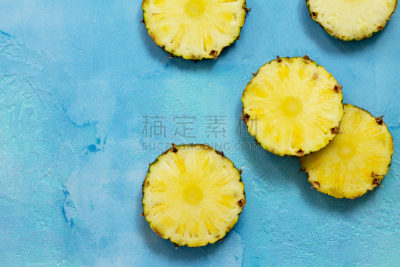 清新,菠萝,食品,概念,背景,风景,平铺,留白,石头,石片