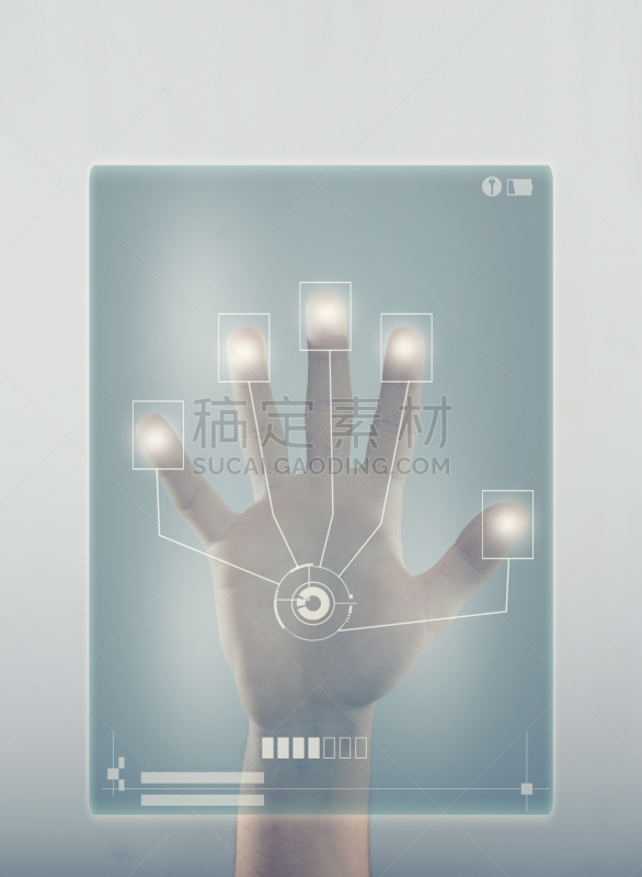触摸屏,平板扫描仪,生物识别,身份,指纹,电脑芯片,计算机制图,山口,垂直画幅,巨大的