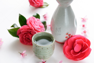 日本青酒,春天,中国米酒,水平画幅,樱花,茶花,无人,含酒精饮料,瓶子,2015年