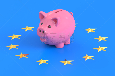 三维图形,欧洲央行,概念,欧元集团,中央银行,小猪扑满,水平画幅,形状,无人,绘画插图