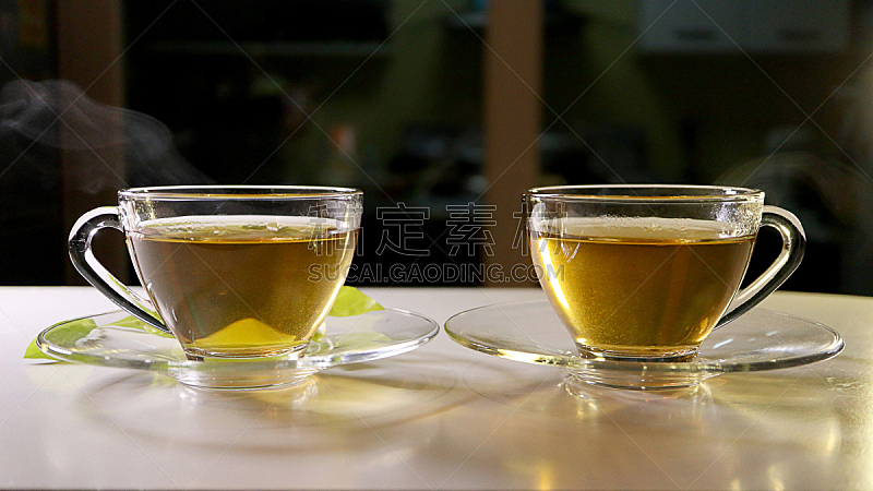 茶,热,杯,茶碟,玻璃杯,木制,概念,饮食,桌子,烟