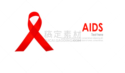 世界艾滋病日,白色背景,艾滋病警示丝带,概念和主题,机敏,水平画幅,无人,健康保健,艾滋病,红色