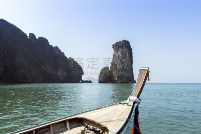 海滩,船,海岸地形,分界线,奥南湾,攀牙湾,沙河,甲米,自然,水平画幅