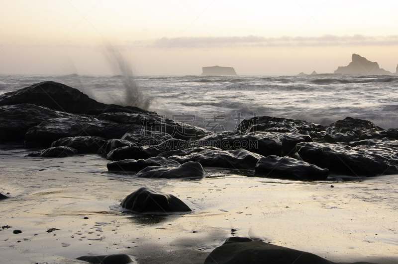 海滩,华盛顿州,卡拉洛赫海滩,第三海滩,水,天空,美,水平画幅,沙子,夜晚