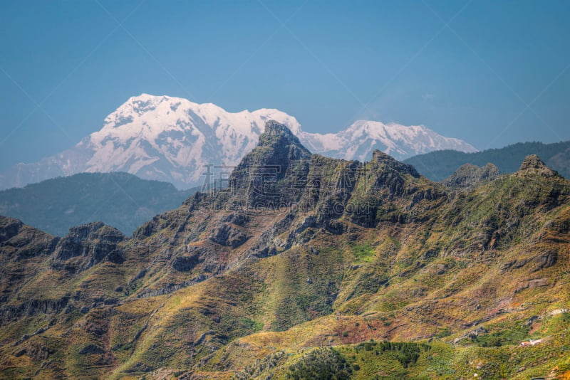 山,安纳普纳生态保护区,水平画幅,喜马拉雅山脉,户外,篮子,道拉吉利峰,明信片,看,甘达基