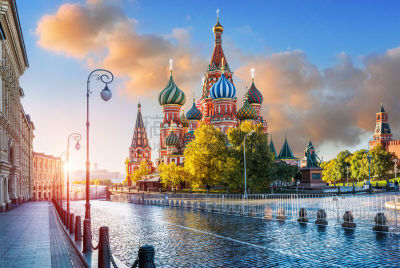 St. Basil's Cathedral  in the light of morning sunlight