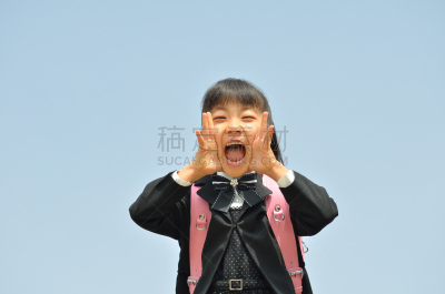 日式书包,粉色,日本人,女孩,留白,幸福,水平画幅,仅日本人,日本,儿童