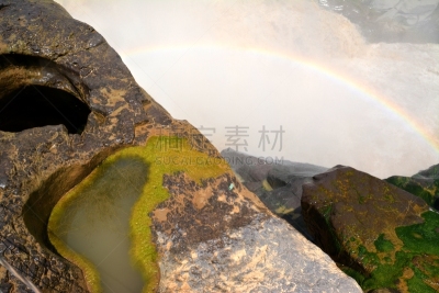 壶口瀑布,陕西省,中国,彩虹,黄河,山西省,著名自然景观,沟壑,水平画幅,瀑布