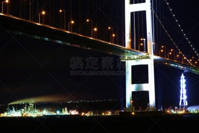夜晚,室兰,水,留白,水平画幅,无人,海港,工厂,夏天,户外