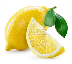 柠檬,白色,叶子,分离着色,柠檬蛋糕,矢状,横截面,部分,两个物体,清新
