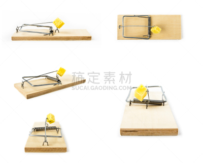 捕鼠器,合成图像,水平画幅,老鼠,贪欲,风险,组物体,拆毁的,奶酪,金属