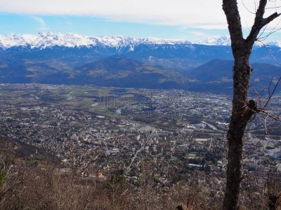 Grenoble, France – March 12, 2019: photography showing the Alps mountain and the villages surrounding the city of Grenoble, France. The photography was taken in the city of Grenoble, France.