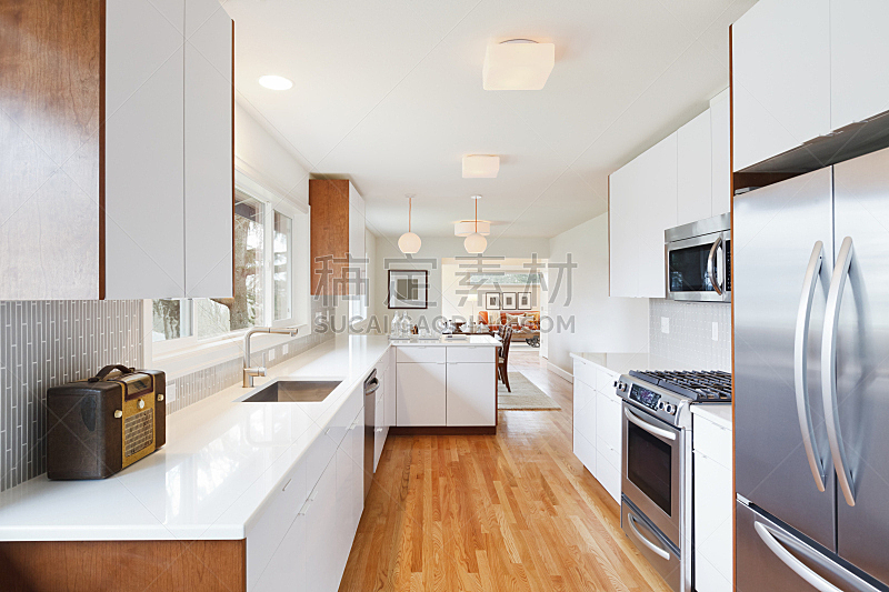 极简构图,厨房,自然美,早餐室,美,新的,水平画幅,无人,硬木地板