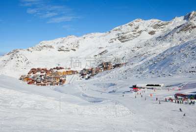 葱仁谷,张伯伦,三个村落,格勒诺布尔,萨瓦,滑雪板,滑雪坡,度假胜地,水平画幅,雪