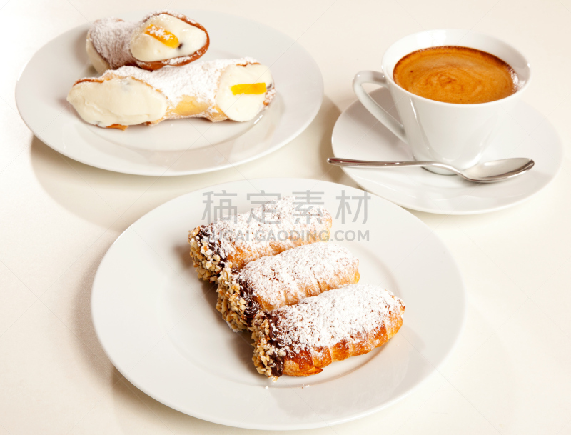 咖啡杯,乳酪蛋糕,早餐,咖啡馆,水平画幅,无人,蛋糕,烘焙糕点,奶油甜馅煎饼卷,浓咖啡