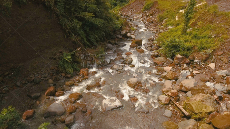 雨林,山,河流,菲律宾,干米银岛,水,美,沟壑,水平画幅,枝繁叶茂